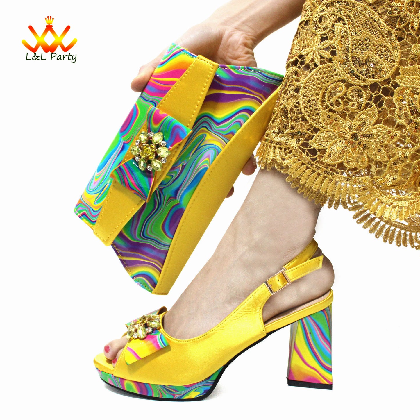 Italian Design Shoes Matching Bag Set