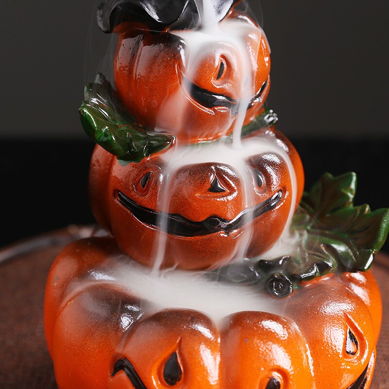 Handmade Halloween Pumpkin Backflow Incense Burner Waterfall