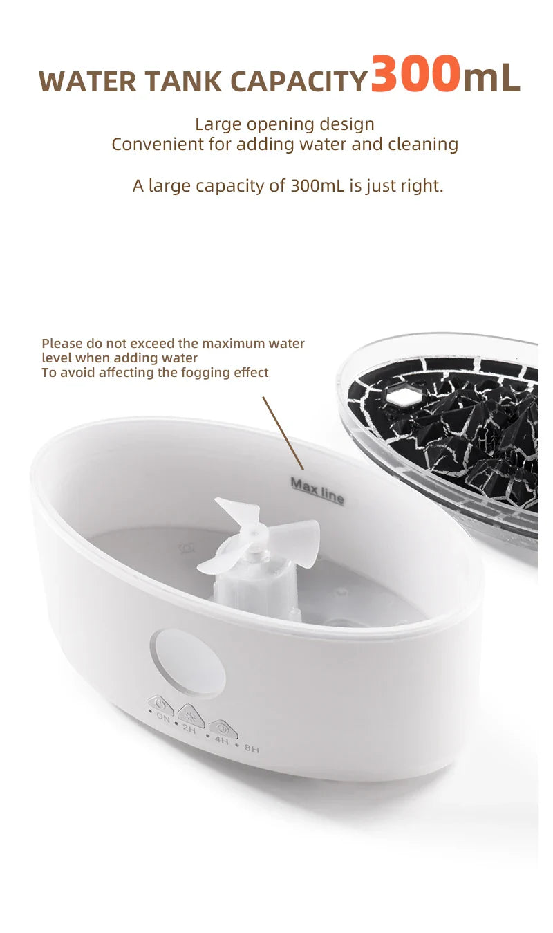 Volcano Aromatherapy Diffuser | Flame & Jellyfish Mist | 300ml