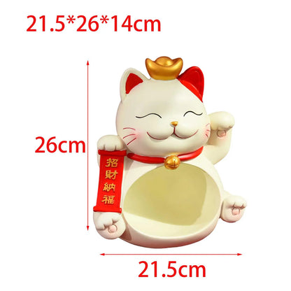 Cat Sculpture Storage Bowl Animals Figurine Key Storage Tray for Table Decoration