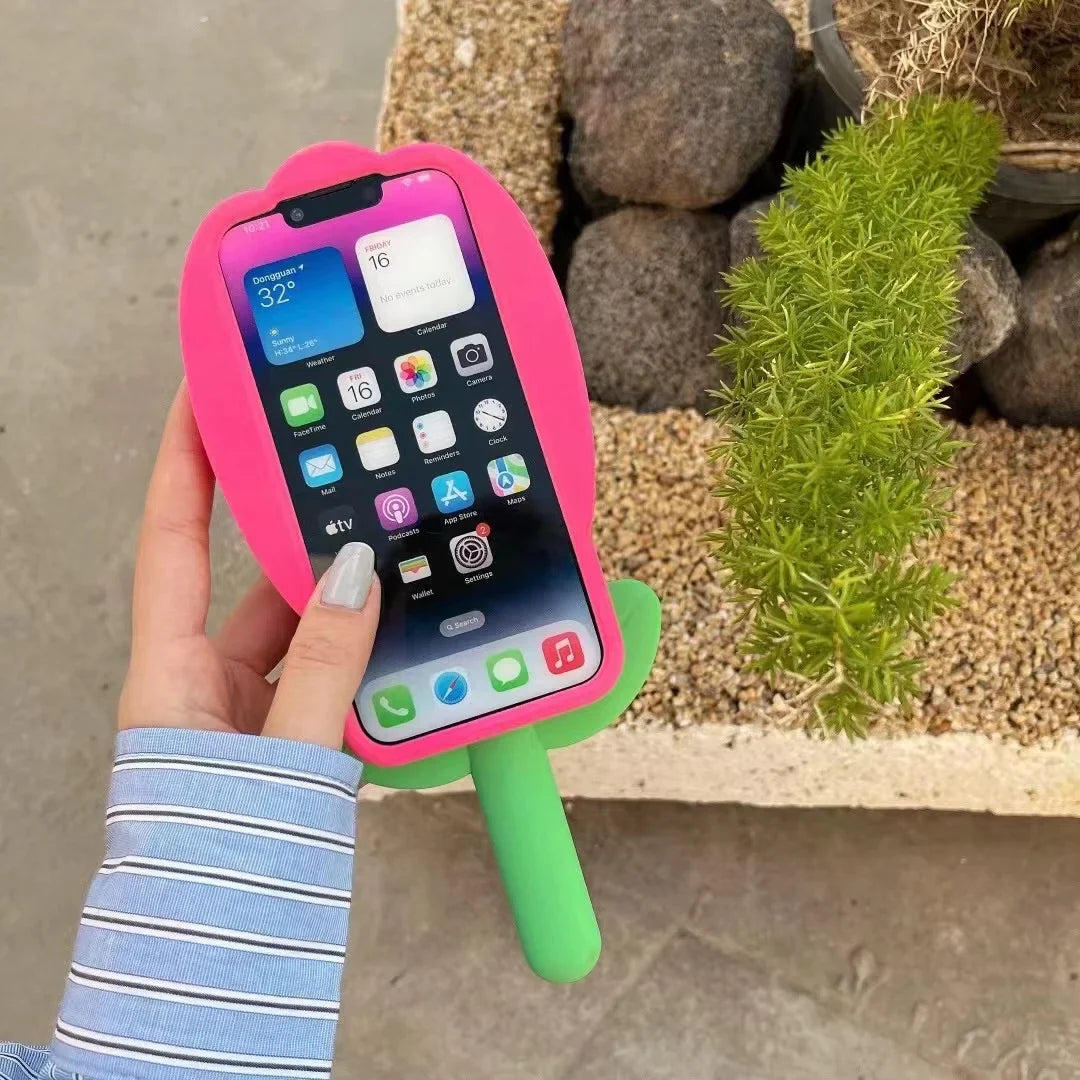 3D Cute Tulips Flower Soft Silicone Phone Case