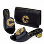 Latest Italian Design Casual Ladies Slippers and bag set