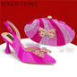 High Quality Rhinestone Heels Shoes and Blue Mini Bag