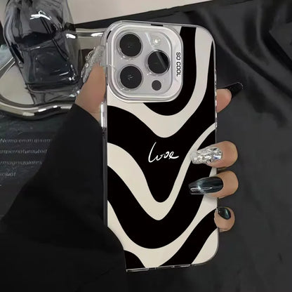 Black Polka Dot Pattern Lens Protect Plating Shockproof Cover Phone Case