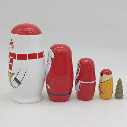 5x Handmade Russian Nesting Dolls Stacking Toys Christmas for Toddler Girls