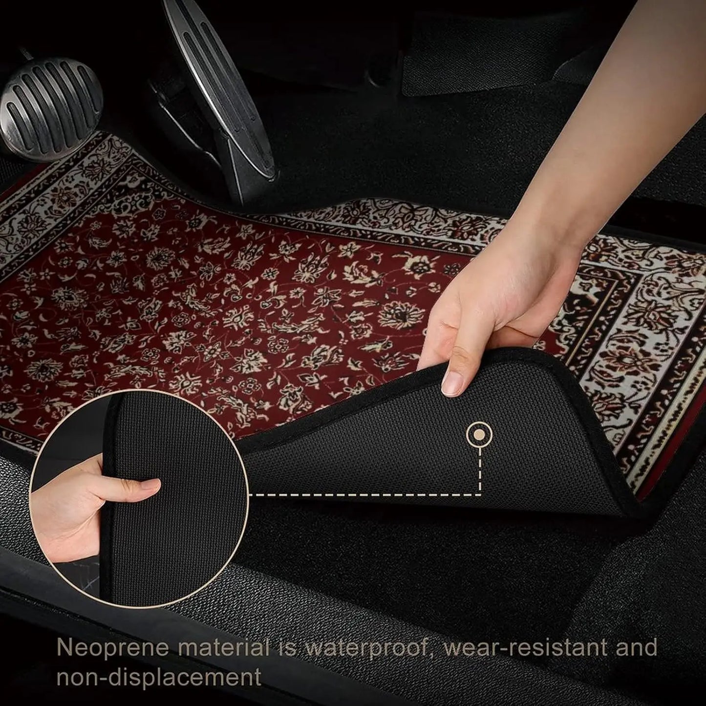Rust Red Paisley Car Floor Mats - 4 Piece Universal Set for All Vehicles