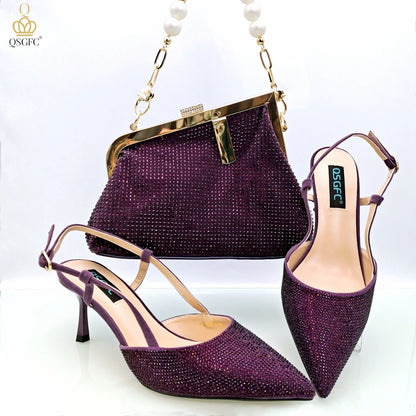 Fashion Shoulder Bag and Strap High Heels Set
