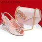 Elegant Rhinestone High-Heels Shoes & Handbag Set