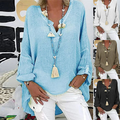 Plus Size Women's Top Summer V Neck Solid Casual Short Sleeve Blouse