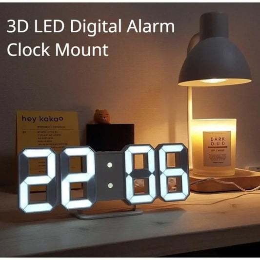 LED Digital Wall Clock - Modern Alarm Clock for Bedroom & Living Room