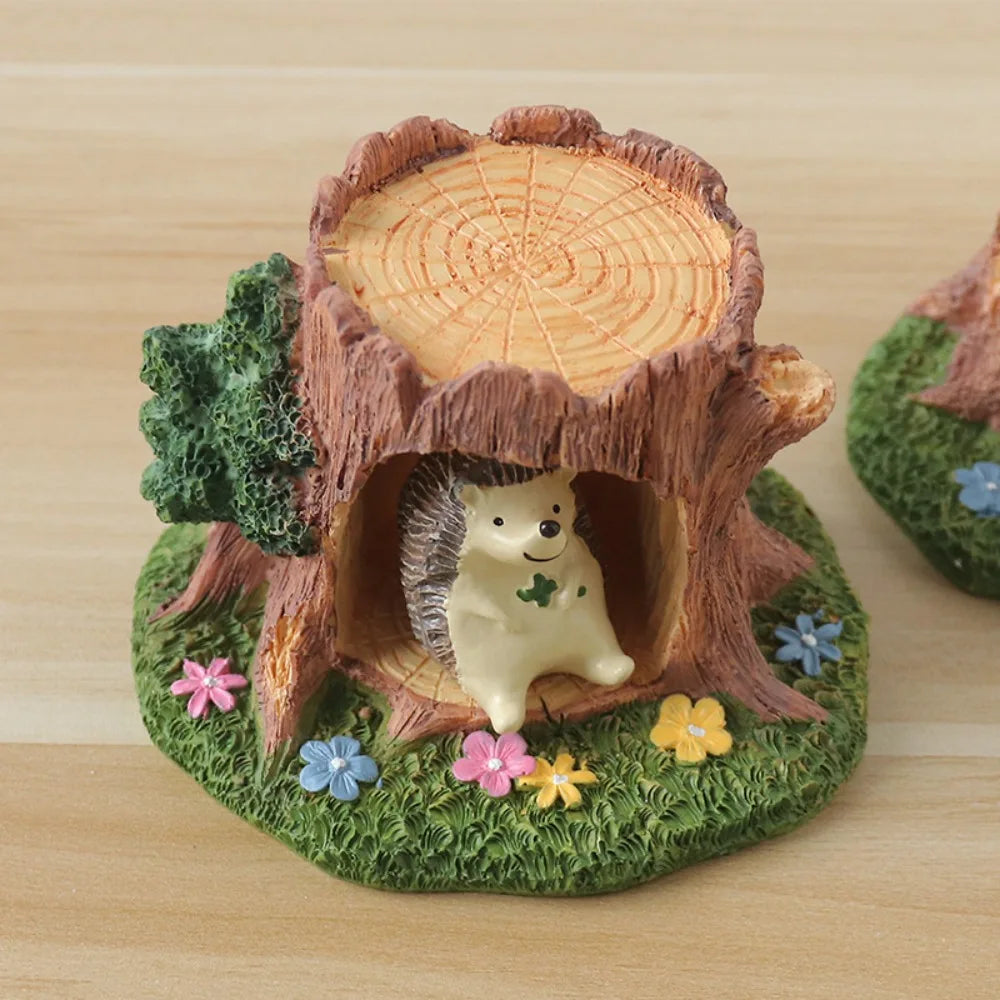 Forest Tree Hole Resin Decor Creative Office Home Desk Decoration Miniature Nature Craft Artwork Desktop Ornament  Home Decor
