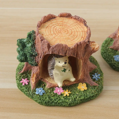 Forest Tree Hole Resin Decor Creative Office Home Desk Decoration Miniature Nature Craft Artwork Desktop Ornament  Home Decor