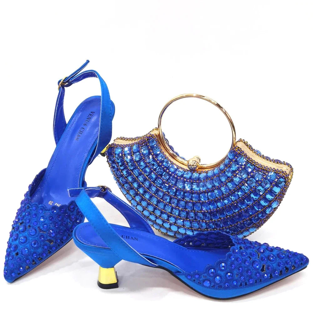 Latest Luxury Pattern Ladies Shoes And Bag Set