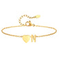 Women Heart Initial Stainless Steel Personalized Anklet Bracelets