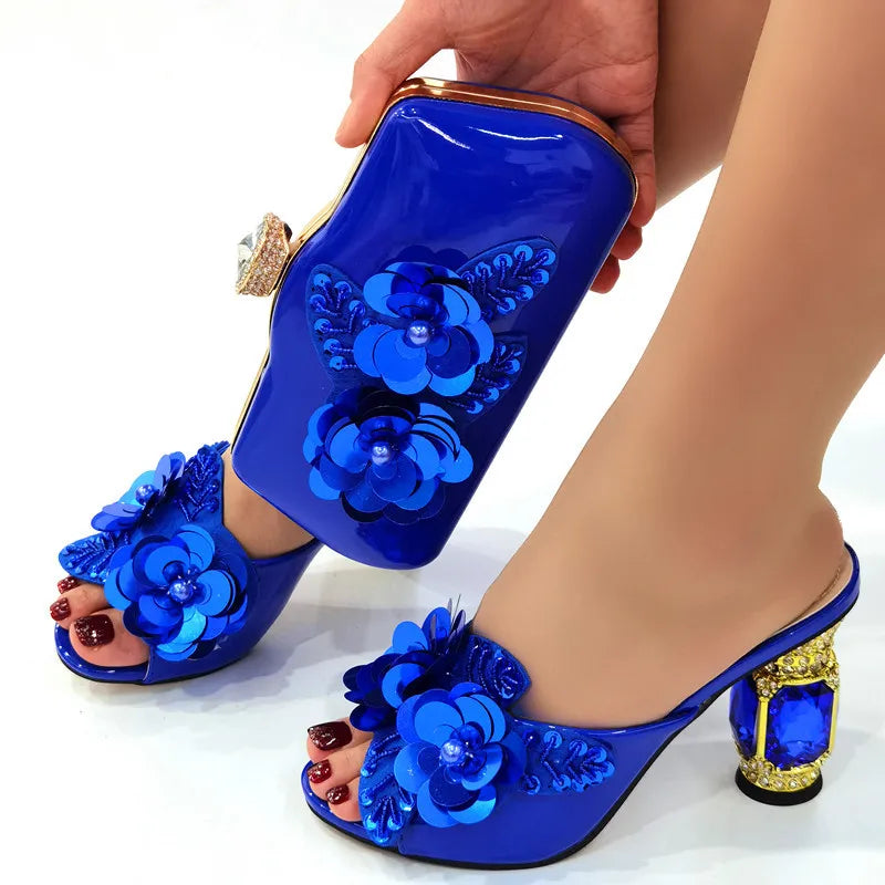 Italian Shoes And Bag Sets With Stones Italian HZX1-6