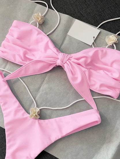 Stylish kelly three piece swimsuit