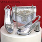 Open Toe Women Heels Shoes And Bag Set