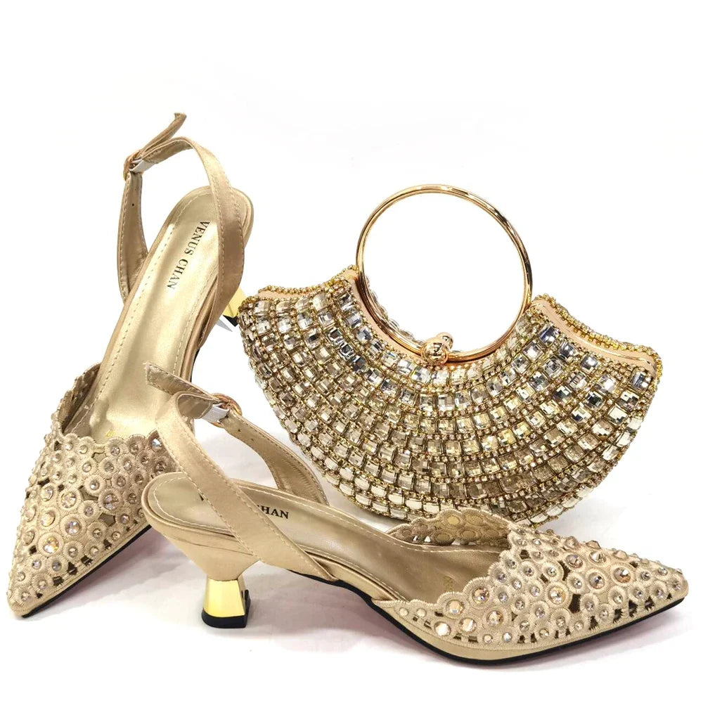 Latest Luxury Pattern Ladies Shoes And Bag Set