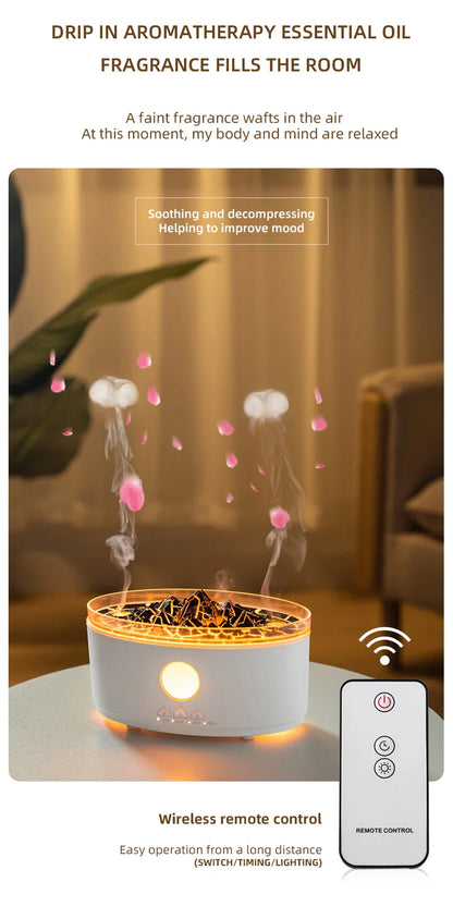 Volcano Aromatherapy Diffuser | Flame & Jellyfish Mist | 300ml