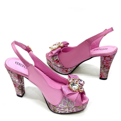 Newest Pumps Women High Heels Shoes and Bags Set