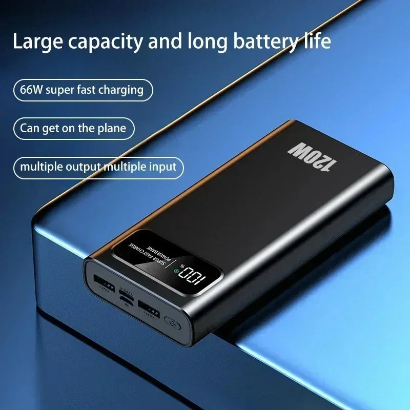 120W Fast Charging Powerbank Portable Digital Display 200000mAh Super Large Capacity External Battery For iPhone 16 Huawei MIJIA