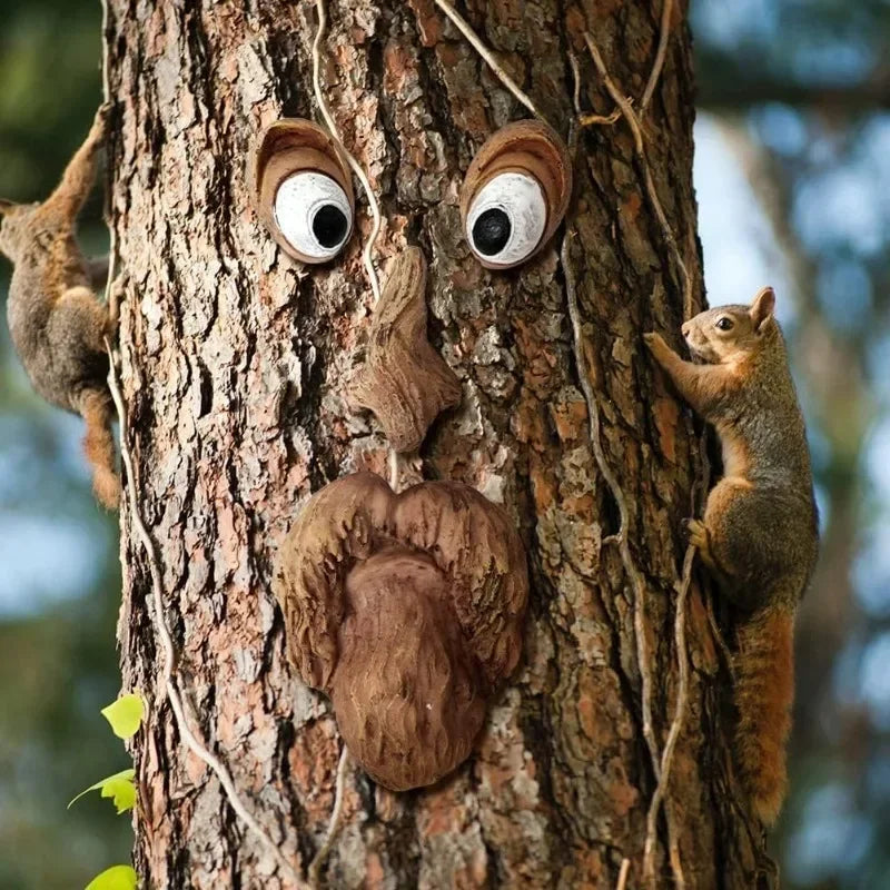 Outdoor Tree Face Statues Old Man Tree Hugger Bark Ghost Face Decoration Funny Yard Art Tree Decor Outdoor Garden Creative Props