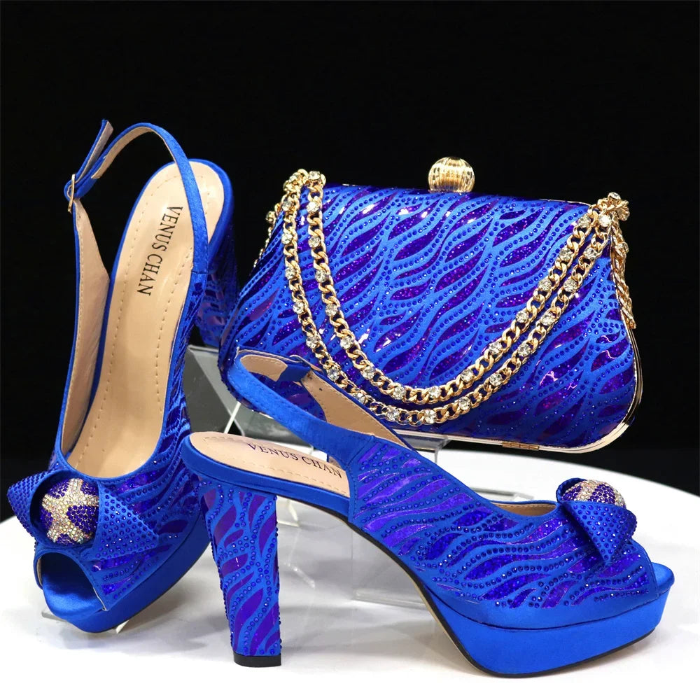 Peep Toe Women's Shoes with Matching Bag Set