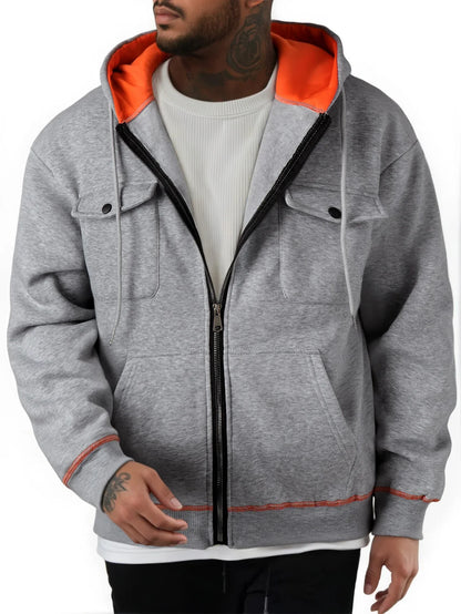 2025 Zipper Hoodies Autumn Winter Men's New Long Sleeve Hooded Sweatshirt Fashion Casual Male Outfit Sportwear Loose Fit Clothes