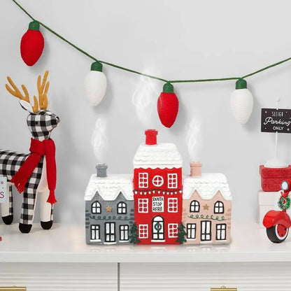 Christmas House Incense Burner - Resin Village Log Cabin Chimney Holder for Festive Home Decoration