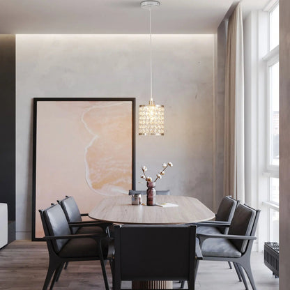 Crystal Pendant Light Modern Kitchen Island Lighting Adjustable White | Lighting | Kitchen + Metal