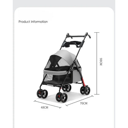 Foldable Pet Stroller for Small Dogs - Lightweight Travel Carrier with Dining Tray