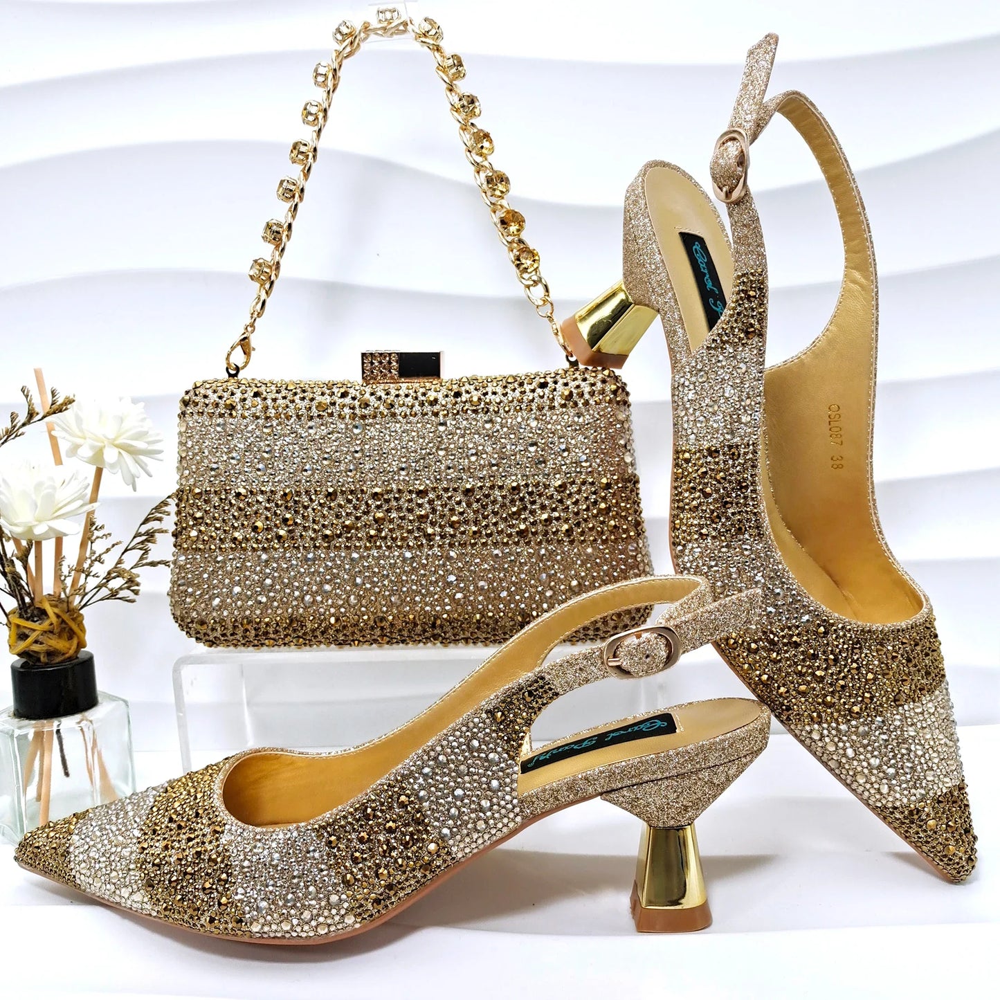 High Quality African Style Ladies Shoes And Bags Set INHGF1-11