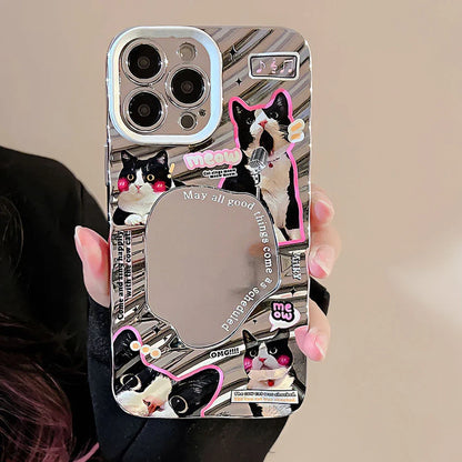 Snake Graphic Plating Mirror Wave Pattern Shockproof Bumper Cover Phone Case