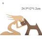 Cute Wood Dog Human Statue Craft Figurine Desktop Table Ornament Carving Model Home Room Decoration Pet Sculpture Christmas Gift