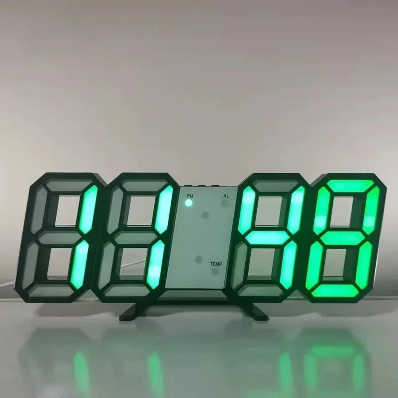 LED Digital Wall Clock - Modern Alarm Clock for Bedroom & Living Room
