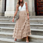 Summer Maxi Skirt for Women Elegant Layered Ruffles Design A-Line Evening Skirts High Street Office Lady