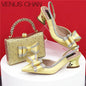 Med Heel Shoes for Women Italian Design Shoes and Bag Set
