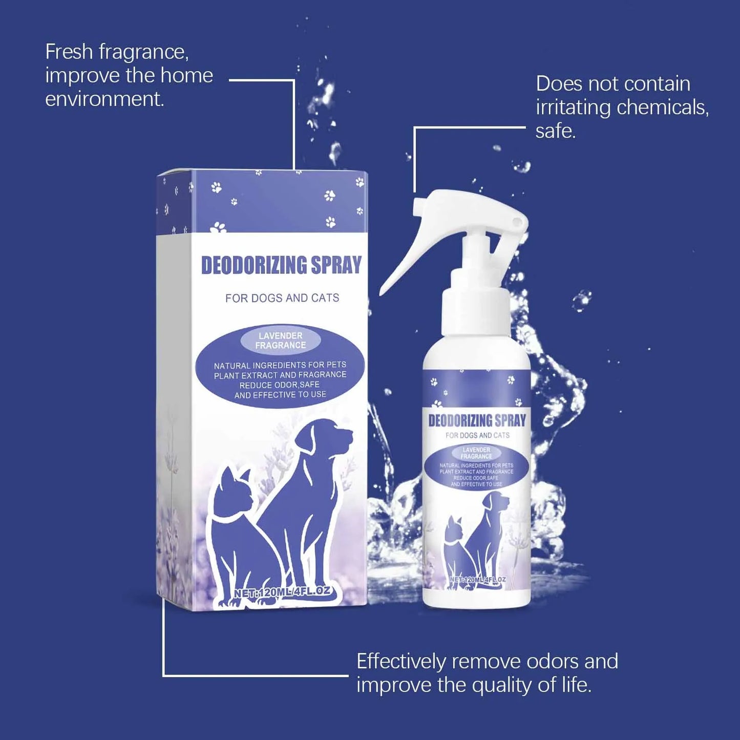 Pet Deodorant Natural Plant Formula Liquid Perfume Spray Dog Cat Odors Removal Lasting Clean Refreshing Fragrance Pet Deodorizer