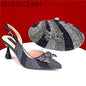 High Quality Rhinestone Heels Shoes and Blue Mini Bag