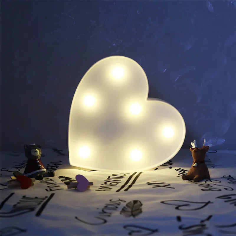 Decorative Letters Alphabet Letter LED Lights Luminous Number Lamp Night Light Wedding Proposal Party Baby Bedroom Decoration
