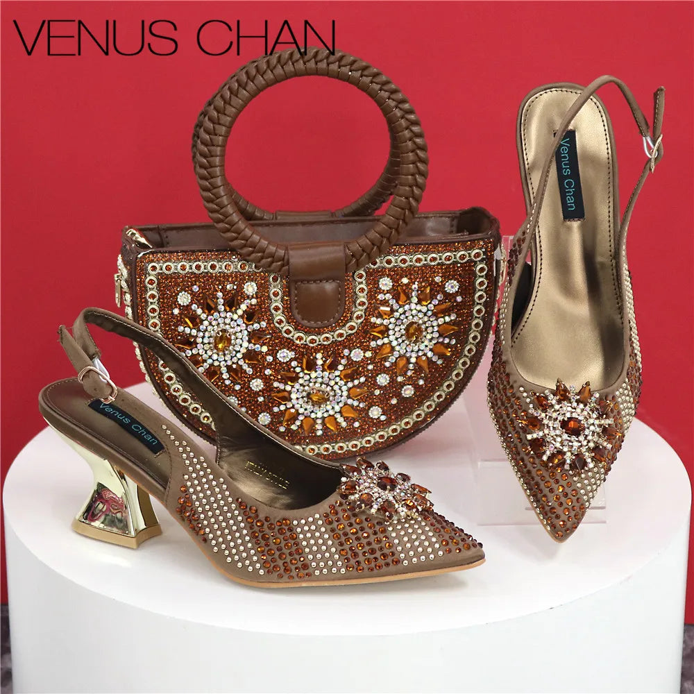 Italian Design Shoes And Bag Paired With Handmade Petal Clutches