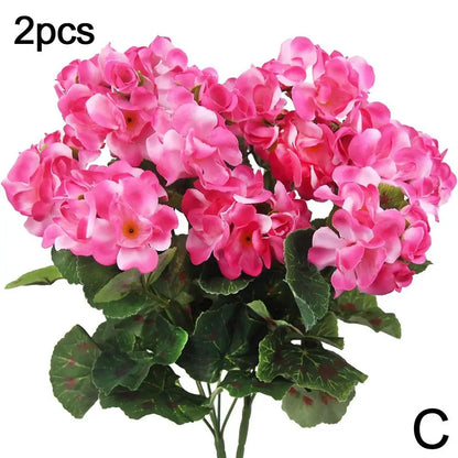Artificial Geranium Red Pink Flowers Plant Artificial Flower Silk Fake Hydrangea Begonia Flower Home Office Wedding Decoration