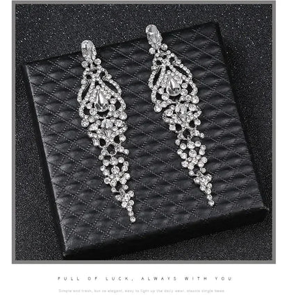 Trend Crystal Drop Earrings – Elegant Long Dangle For Bridal | Femstylo