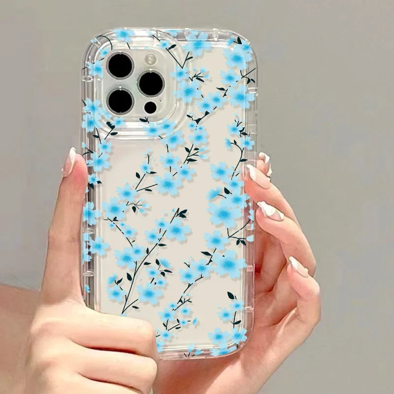 Flower Shockproof Soft Clear Cover Funda Phone Case