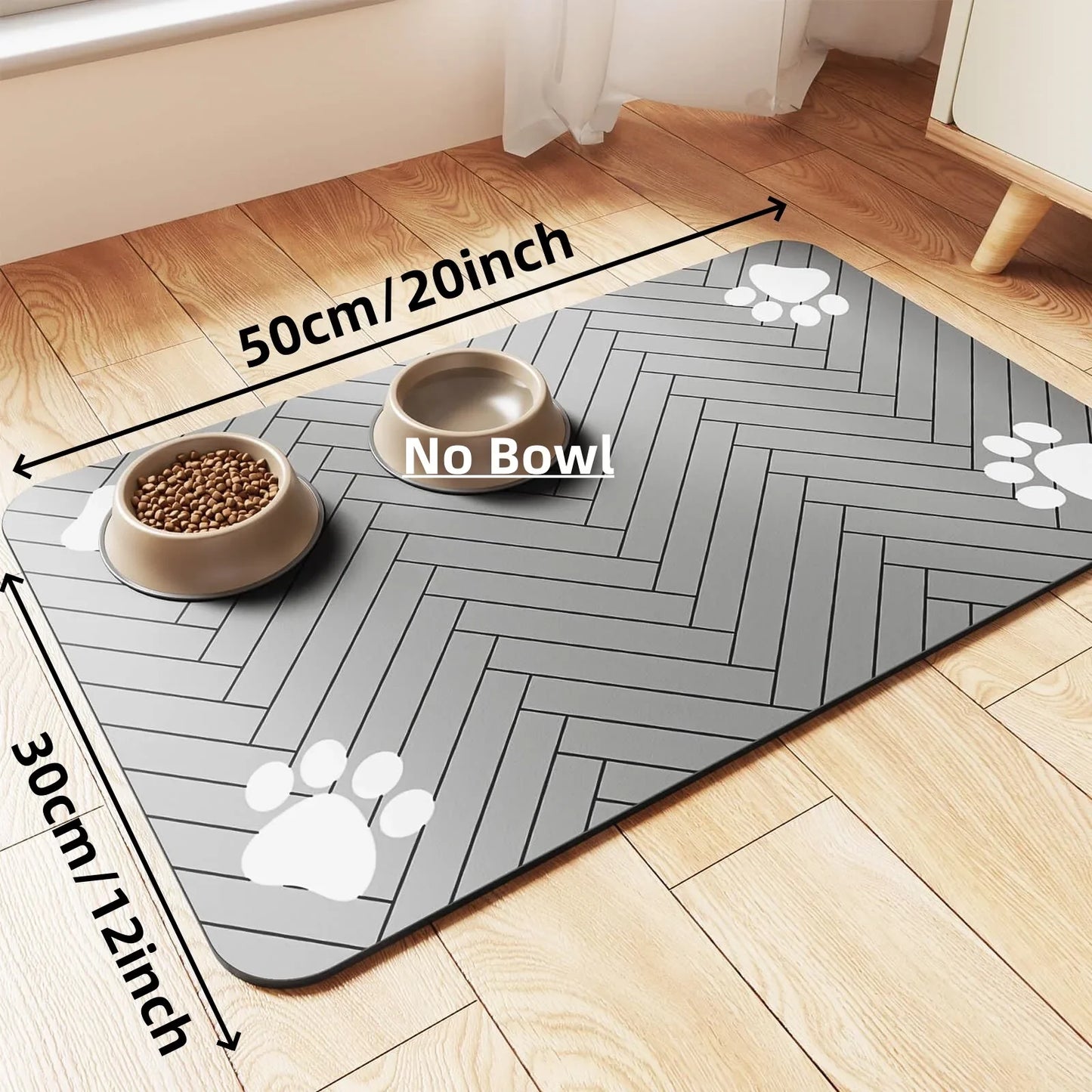 Pet Feeding Mat-Absorbent Pet Placemat for Food and Water Bowl