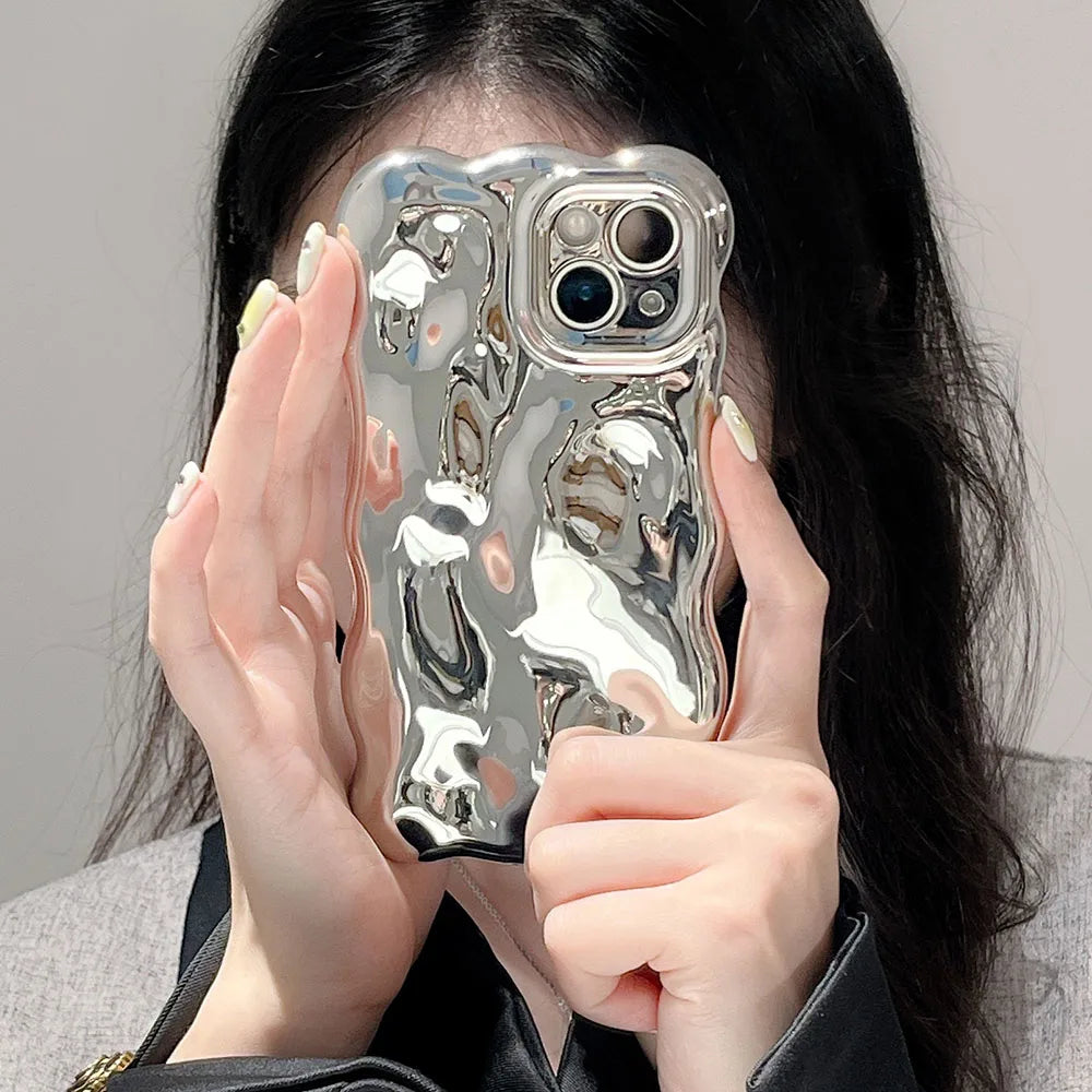 Japan Korea 3D Meteorite Pearl Cream White Soft IMD Phone Case