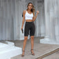 Casual Retro Black High Waist Denim Shorts for Women - Knee-long Summer Shorts
