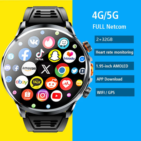 2025 NEW Smart Watch 4G Android 1.95 inch IPS 360*360 Screen With 200W Camera GPS WIFI 32GB ROM Smartwatch With 1100Mah Battery