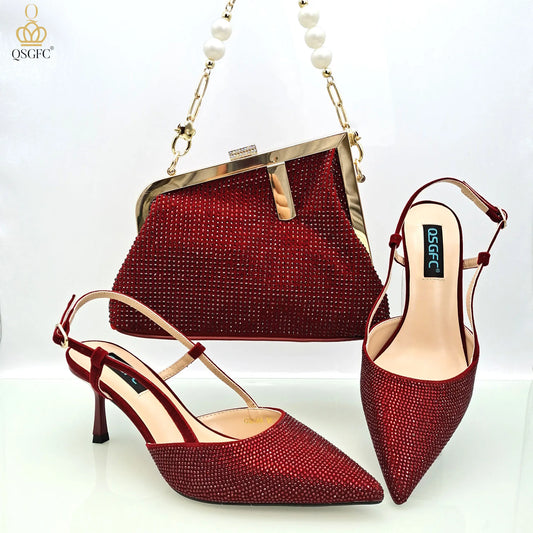 Fashion Shoulder Bag and Strap High Heels Set