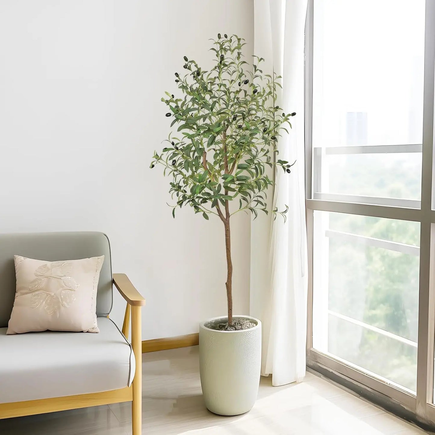 65-200CM Artificial Olive Plant tree High Branches Faux plant Plastic Leaf  Ornamental indoor Artificial Plant for Home Decor